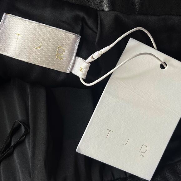 New The Jetset Diaries Black Medium Studded Lamb Leather Mini Skirt Exposed Zip - Picture 7 of 10